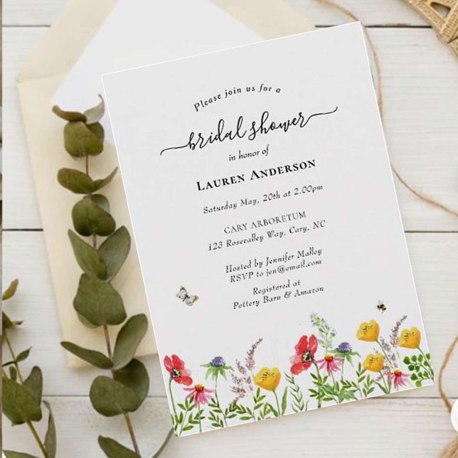 Aquarelle fleur sauvage nuptiale invitation (Créateur téléchargé)