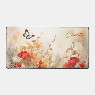 Aquarelle Fleur sauvage Papillon Nom personnalisé
