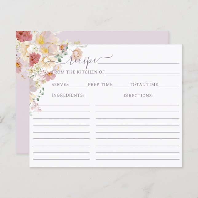 Aquarelle Fleur sauvage Purple Spring Bridal recet (Devant / Derrière)