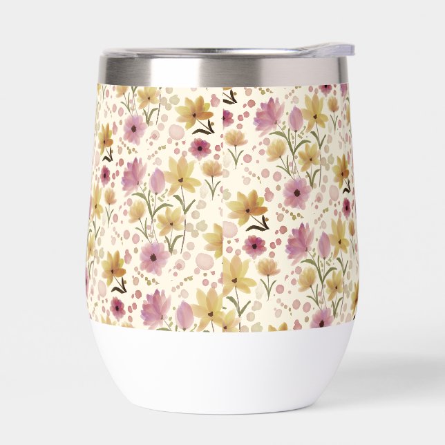 Aquarelle Fleur Sauvage Rose Bohème  (Gauche)