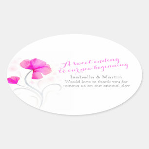 Aquarelle fleur sauvage rose mariage autocollants