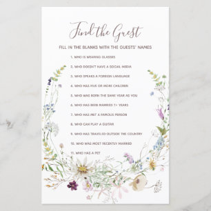 Aquarelle fleur sauvage Trouvez le jeu Invité