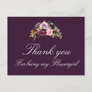 aquarelle fleurie violette carte de remerciements