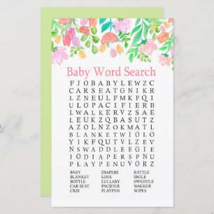 Aquarelle Fleurs Baby shower Word Search Jeu