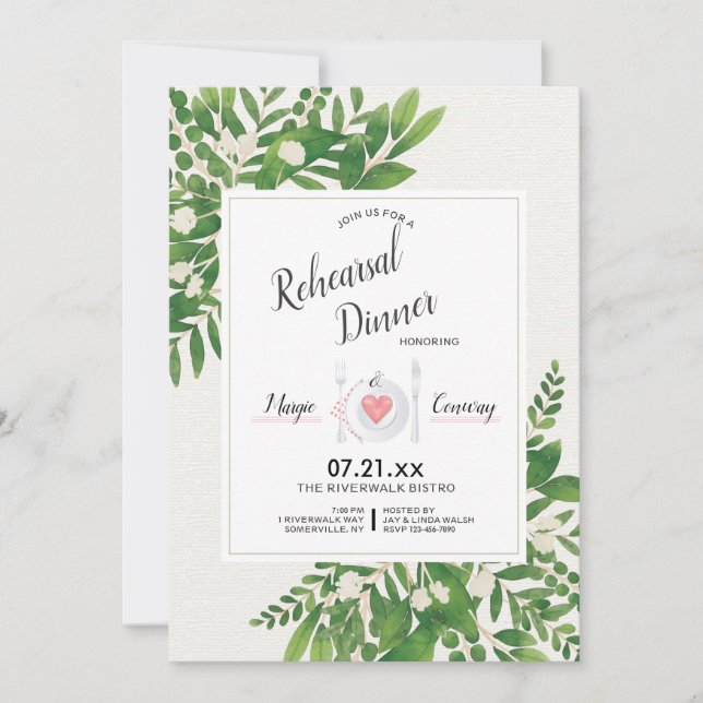 Aquarelle Fleurs blanches Invitation (Devant)