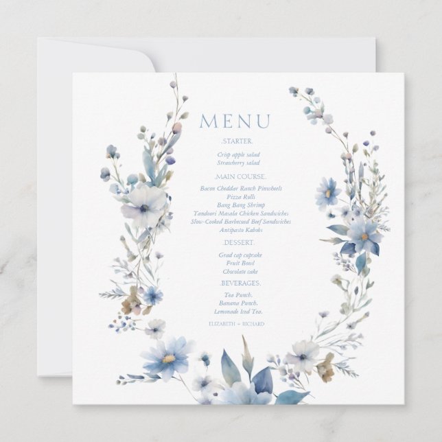 Aquarelle Fleurs Bleu Poussiéreux Mariage Floraiso (Devant)