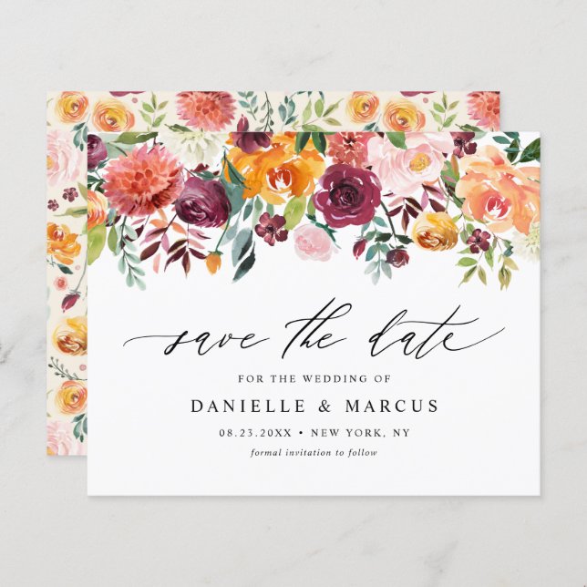 Aquarelle Fleurs d'automne Floral Enregistrer la d (Devant / Derrière)