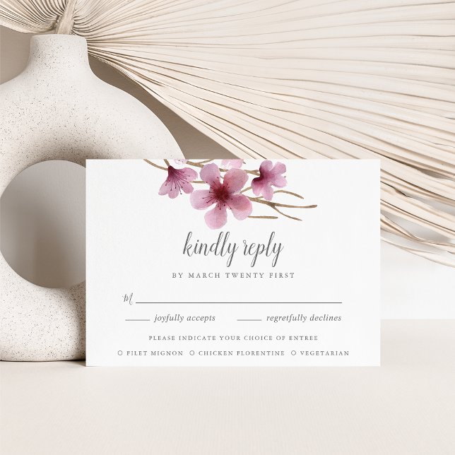 Aquarelle Fleurs de cerisier choix de repas RSVP (Créateur téléchargé)