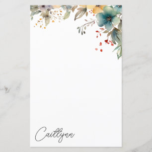 Aquarelle Fleurs d'été Papeterie personnalisée