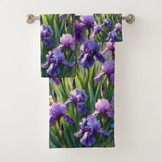 Aquarelle Fleurs Iris Violettes  (En situation)