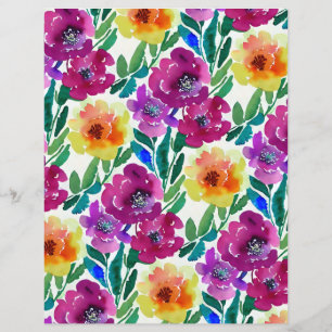 Aquarelle Fleurs Maroon Livre jaune