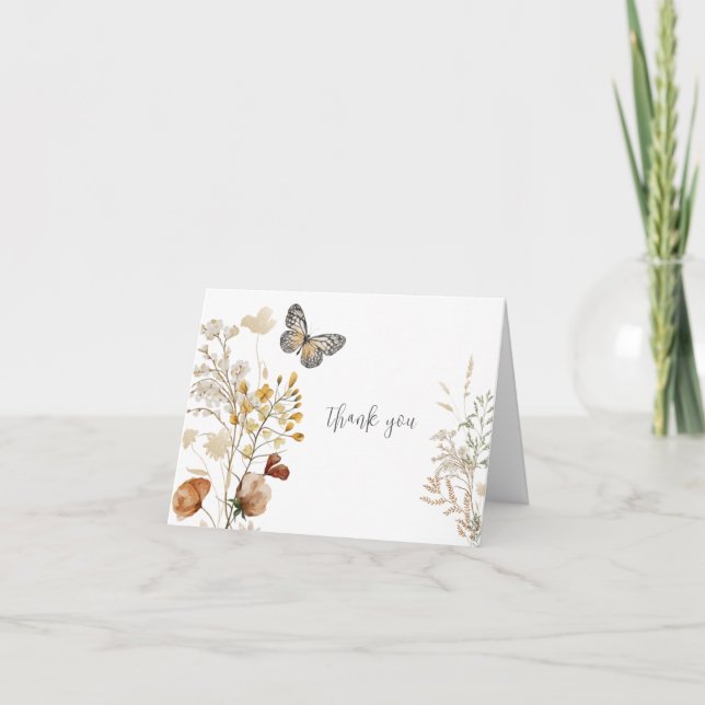 Aquarelle Fleurs sauvages Carte de remerciements (Devant)