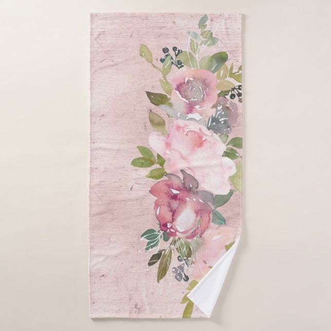 Aquarelle Flexibles sur rose dénudé (Serviette de bain)