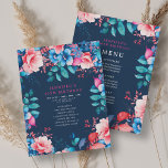 Aquarelle Floral 30th Birthday Programme Menu Mari<br><div class="desc">Célébrez en style avec notre programme de fête d'anniversaire 30e,  brillant et audacieux   Menu. Tourner trente avec notre étonnante aquarelle fleurie Programme en bleu et rose. Commandez maintenant et faites de votre trentième anniversaire un souvenir inoubliable !</div>