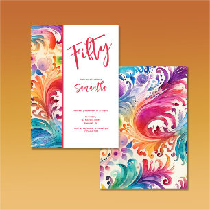 Aquarelle Floral 50e anniversaire Invitation