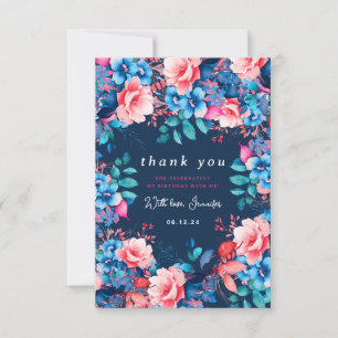 Aquarelle Floral Anniversaire Merci Table Marine
