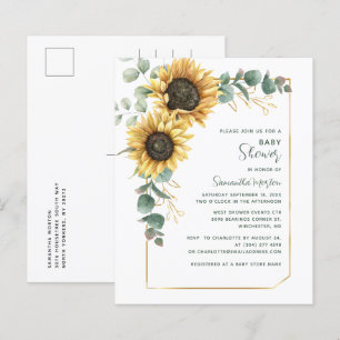 Aquarelle Floral Baby shower de tournesol Invitati