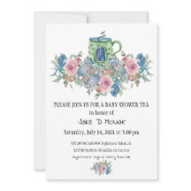 Aquarelle Floral Baby Tea Party Invitation