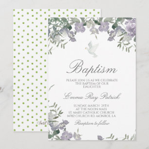 Aquarelle Floral Baptism Invitation
