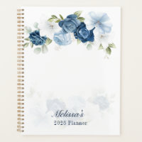 Aquarelle Floral Bleu Poussiéreux 2026