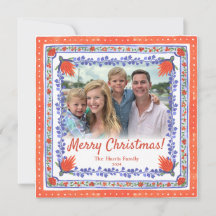 Aquarelle Floral Block Imprimer Photo Carte de Noë