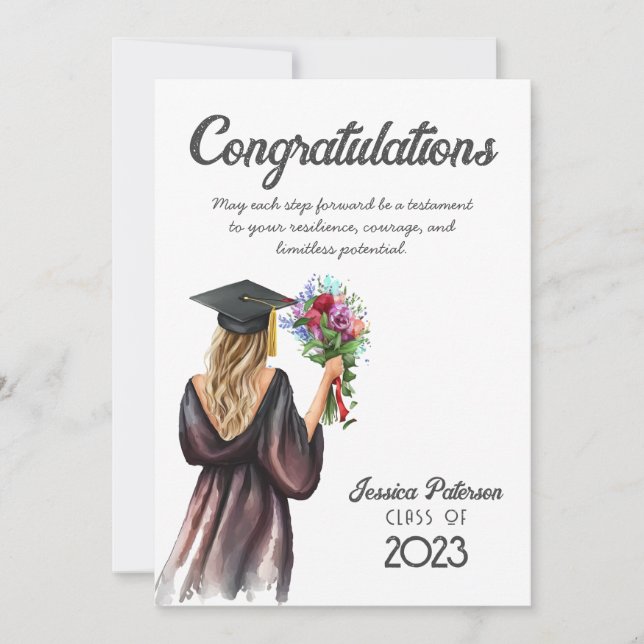 Aquarelle Floral Blond Skin Girl Félicitations (Devant)