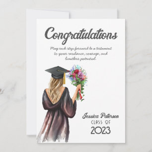 Aquarelle Floral Blond Skin Girl Félicitations