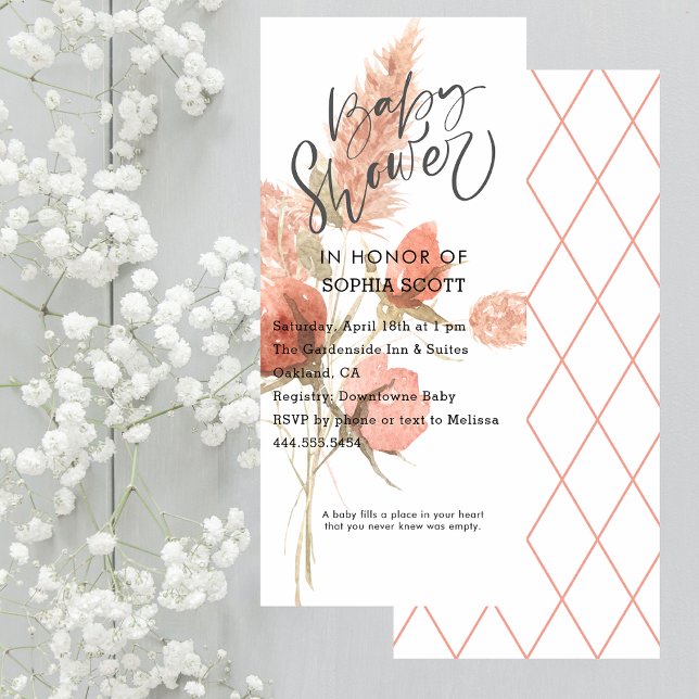 Aquarelle Floral Boho Girl Baby shower Invitation (Créateur téléchargé)
