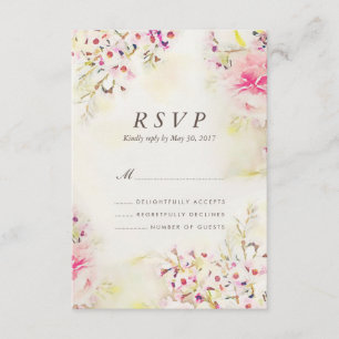 Aquarelle Floral Boho Vintage Wedding Carte RSVP