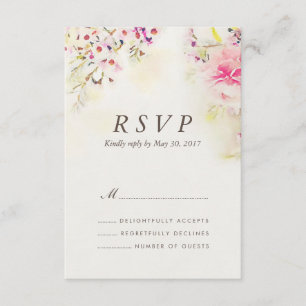 Aquarelle Floral Boho Vintage Wedding Carte RSVP