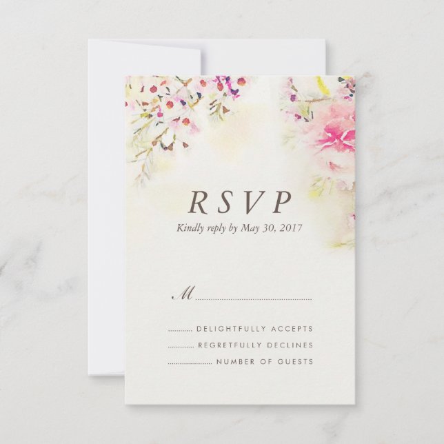 Aquarelle Floral Boho Vintage Wedding Carte RSVP (Devant)