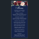 Aquarelle Floral Bourgogne Mariage Menu Bleu<br><div class="desc">Elégante Burgundy Marsala Blue Watercolor Floral Mariage Carte menu</div>