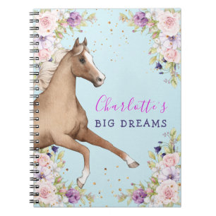 Aquarelle Floral Brown Horse Carnet spiral