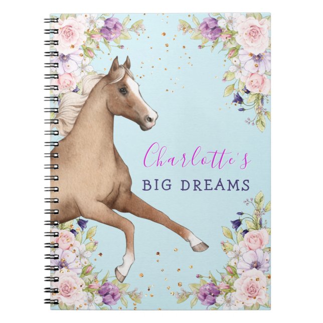 Aquarelle Floral Brown Horse Carnet spiral (Devant)