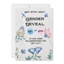 Aquarelle Floral Butterfly Invitation