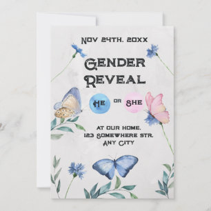 Aquarelle Floral Butterfly Invitation