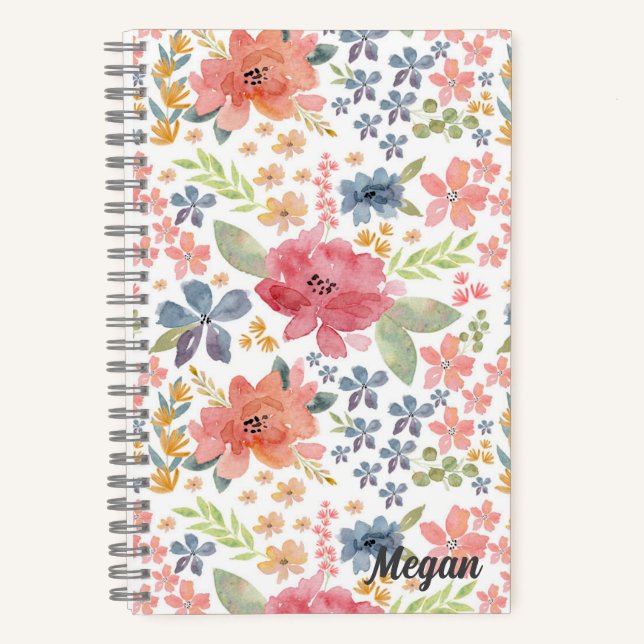 Aquarelle Floral Carnet personnalisé (Recto)