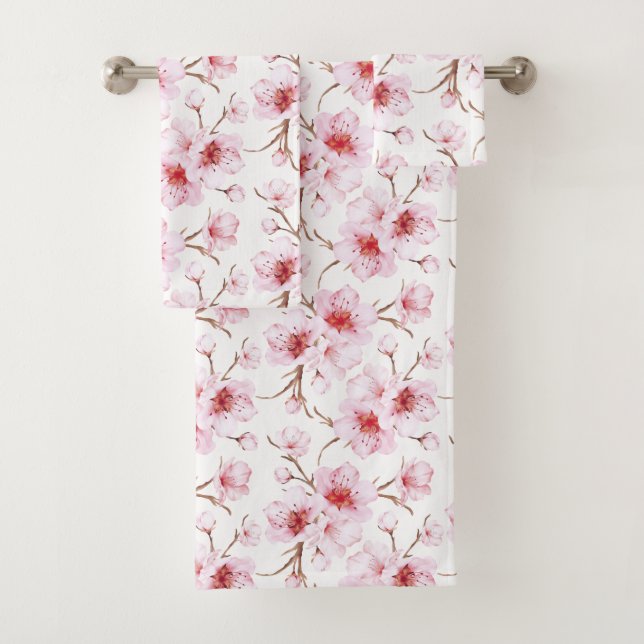 Aquarelle Floral Cerisiers Rose Blanc (En situation)