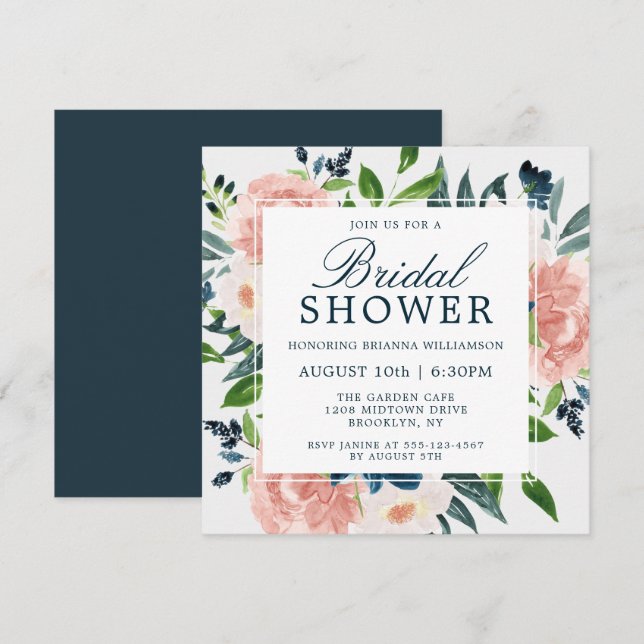Aquarelle Floral Charm Bridal Douche Invitation (Devant / Derrière)