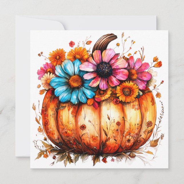 Aquarelle Floral Citrouille automne (Devant)