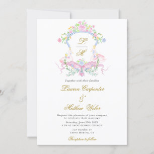 Aquarelle Floral Crest Faire-part de mariage