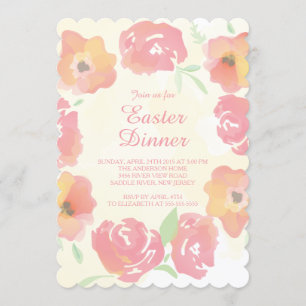 Aquarelle Floral Dîner de Pâques Invitation