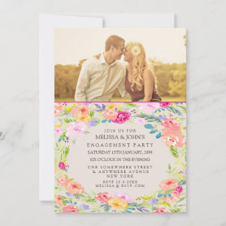 Aquarelle Floral Engagement Invitation photo