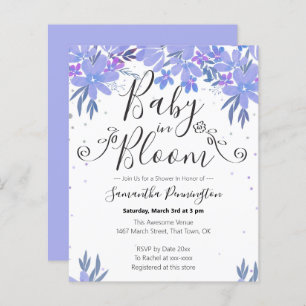 Aquarelle Floral Fancy Script bébé en bleu fleur
