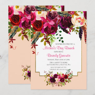 Aquarelle Floral Fête des Mères Brunch Invitation