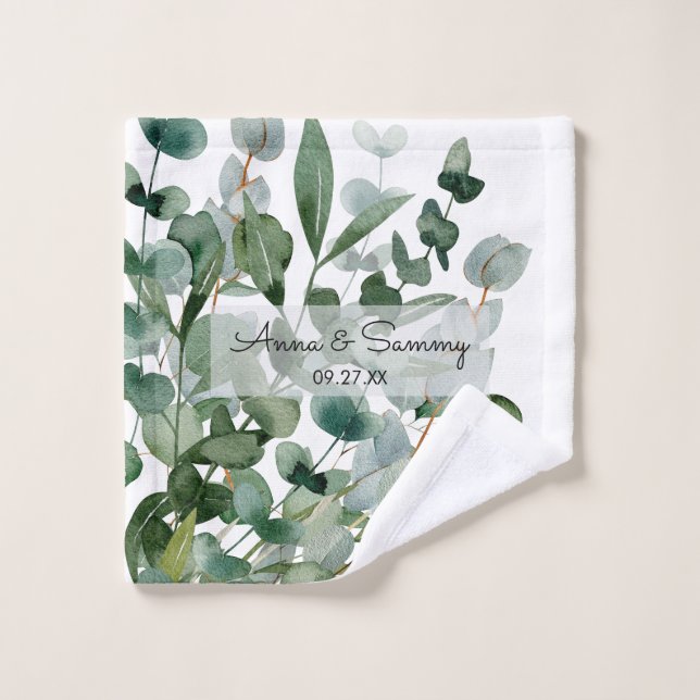 Aquarelle Floral Feuillage d'Eucalyptus (Gant de toilette)
