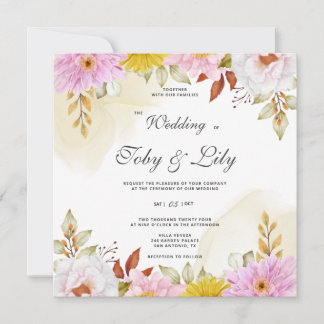 Aquarelle Floral Feuilles Invitation