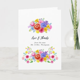 Aquarelle Floral Fiesta Carte de remerciements pho