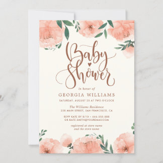 Aquarelle Floral Girl Baby shower Invitation