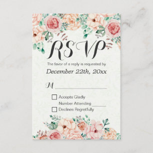 Aquarelle Floral & Gold Script Wedding Réponse RSV